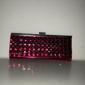 Deep Pink Gem Clutch w/ Hot Pink Interior